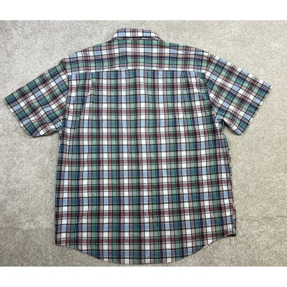 Eddie Bauer Plaid Short Sleeve Button Up‎ Shirt Men's Large L Cotton